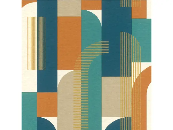 tapet cu model geometric retro rasch 480016