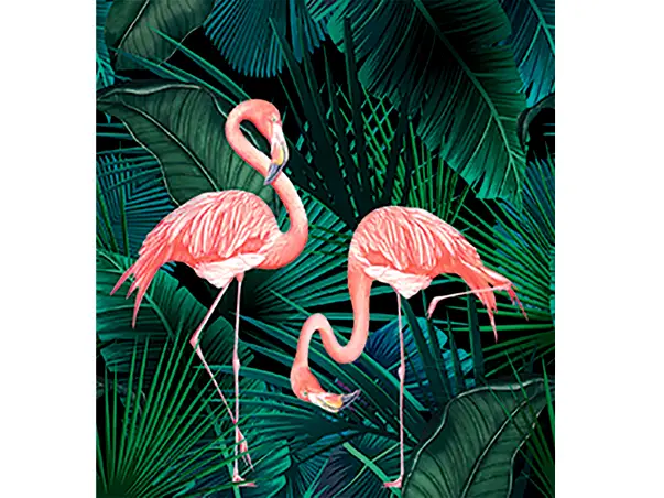 tapet decor exotic cu pasari flamingo