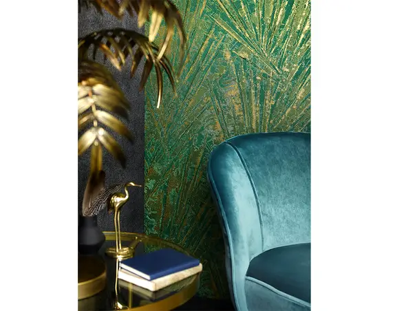 tapet decorativa verde cu auriu marburg papis loveday