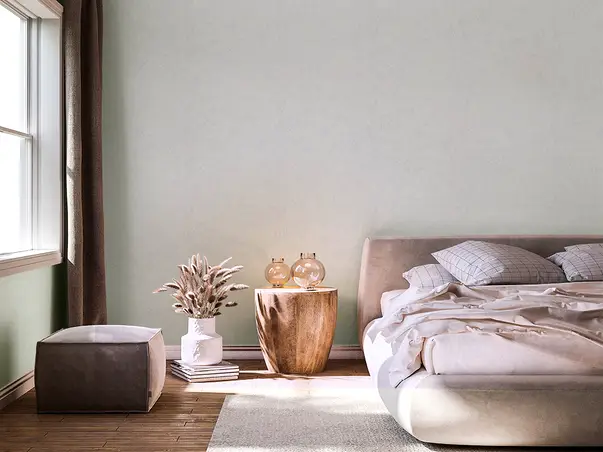 tapet dormitor alb murdar imitatie decorativa