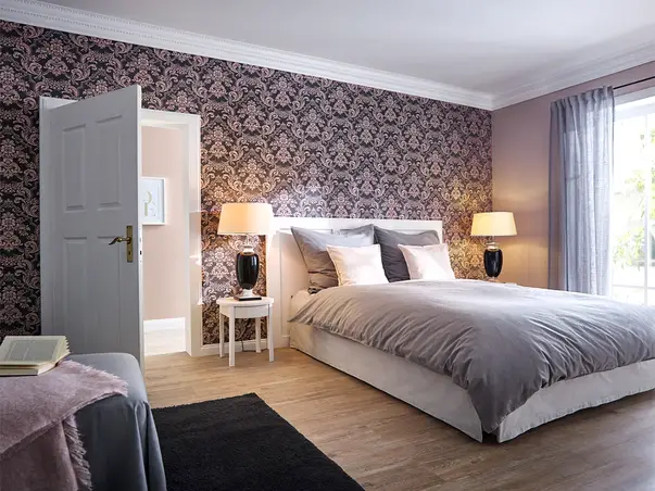 tapet dormitor clasic roz gri rasch 570649