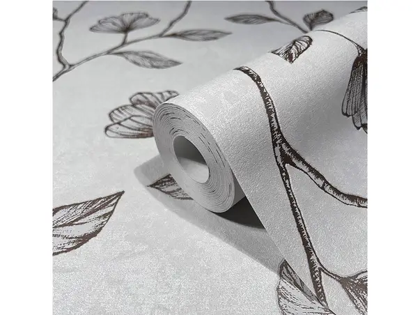 tapet dormitor cu flori mari maro