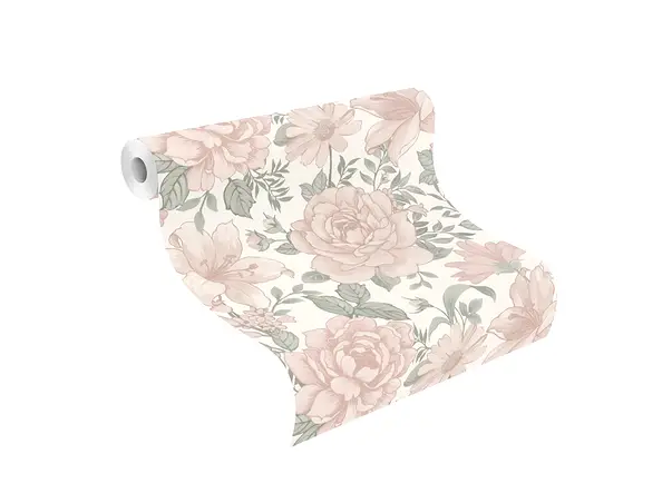 tapet dormitor cu model floral roz pal rasch 252439