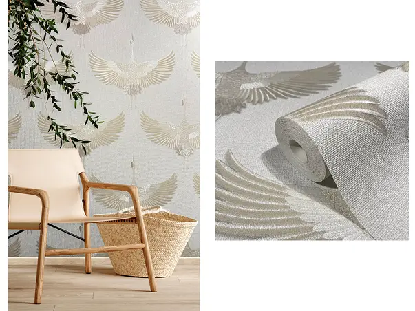 tapet dormitor cu pasari in zbor