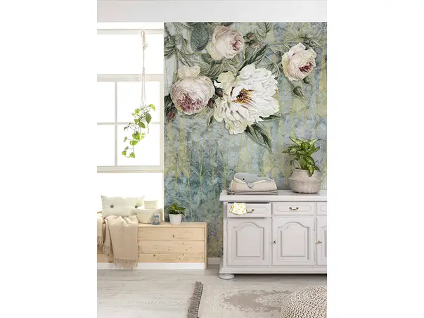 tapet dormitor floral pastel la rosa