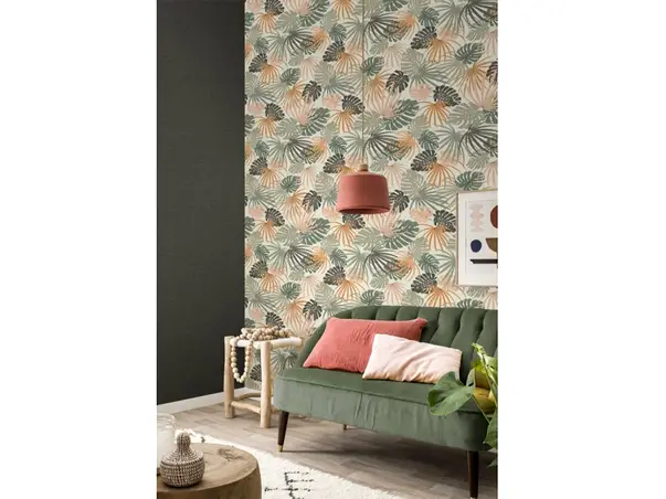 tapet dormitor frunze pastel rasch