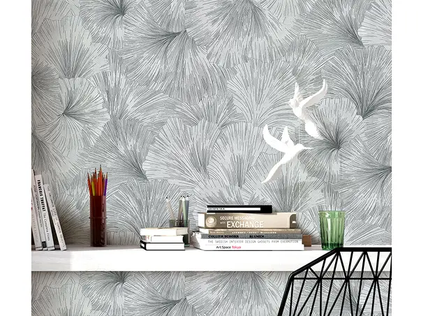 tapet dormitor gri argintiu