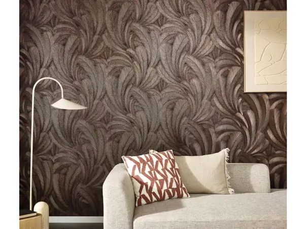 tapet dormitor maro metalic