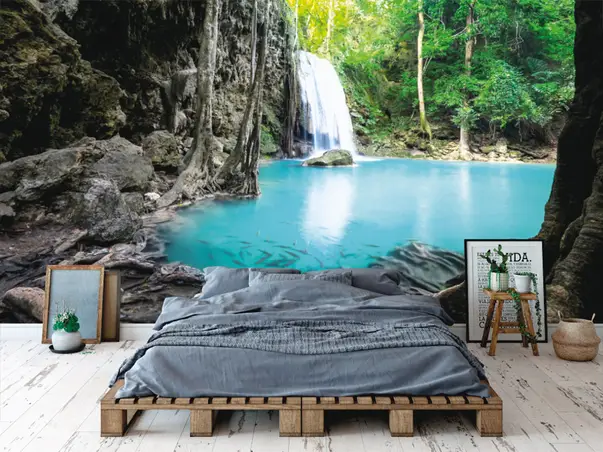 tapet dormitor peisaj cascada