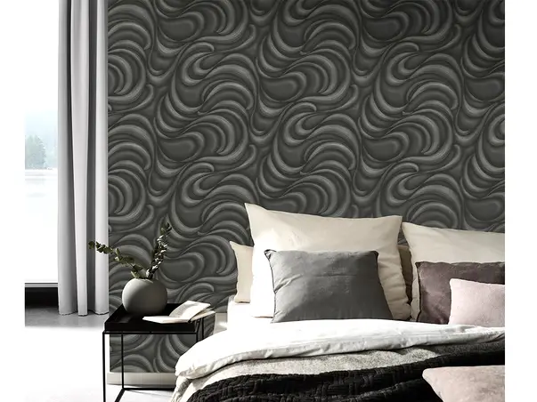 tapet elegant negru cu model gri