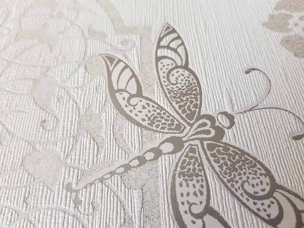 tapet floral clasic in nuante de gri