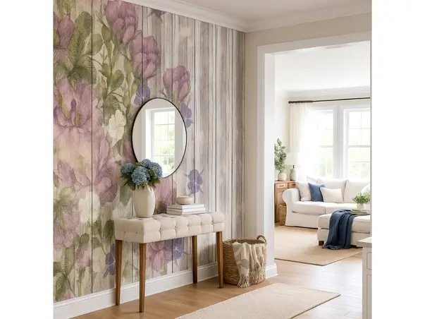 tapet floral lila design rustic chic