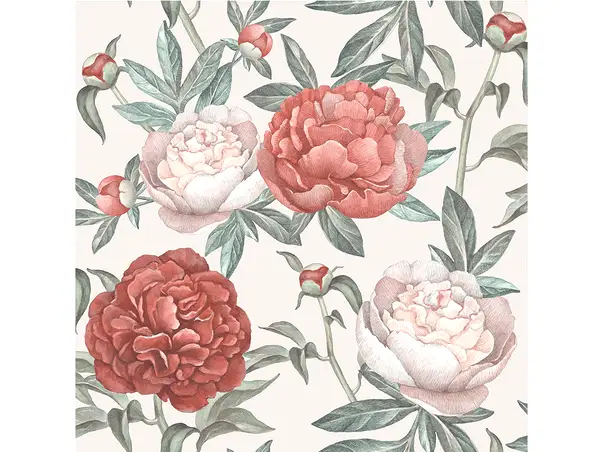 tapet floral pastel cu bujori