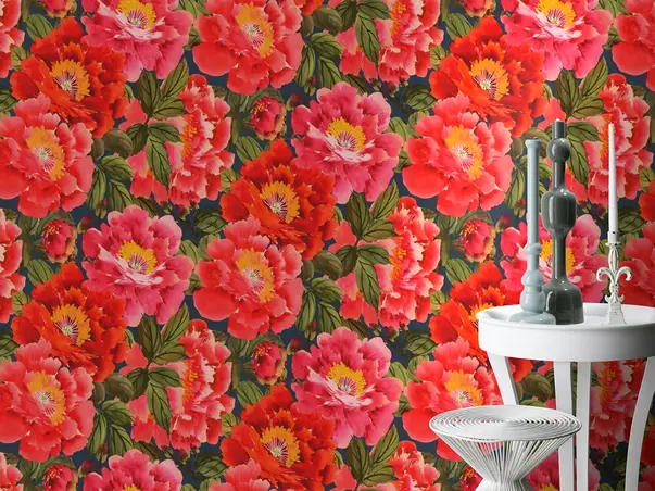 tapet floral roz rosu home decor