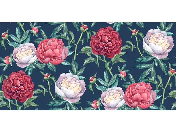 tapet floral ugepa adele albastru inchis cu bujori