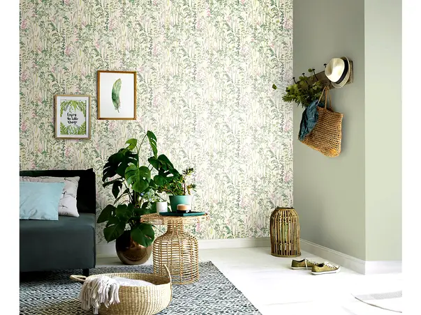 tapet floral verde flori de camp