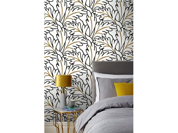 tapet frunze in stil grafic negru