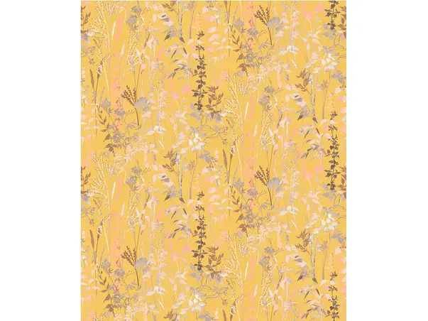 tapet galben cu flori