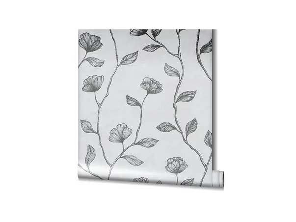 tapet gri cu flori gri argintiu