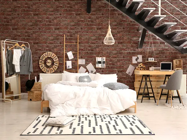 tapet imitatie zid caramida maro rosiatic