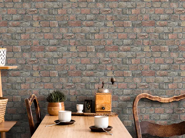 tapet imitatie zid caramida vintage