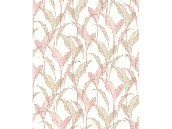 tapet ivoire cu frunze bej si roz erismann elle decoration 1020705