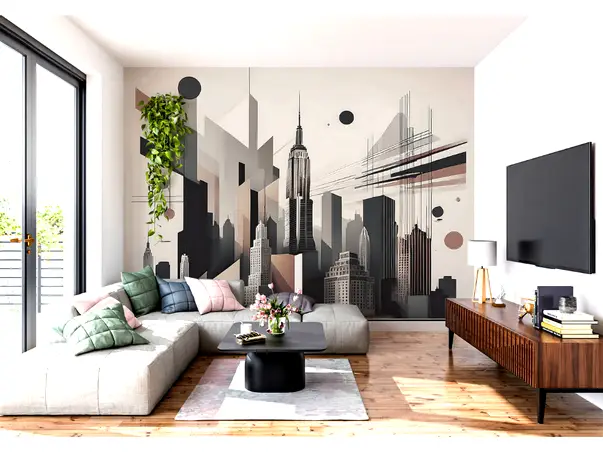 tapet living 3d cladiri