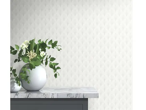 tapet living alb cu model clasic