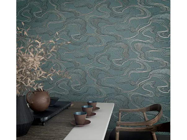 tapet living albastru marburg