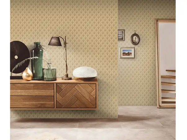 tapet living bej auriu