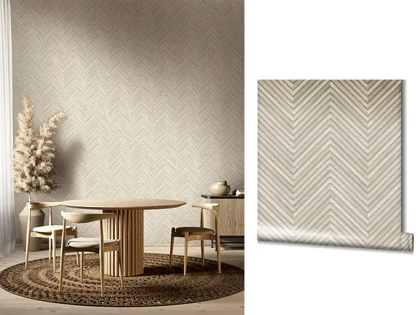tapet living chevron greige