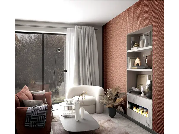 tapet living chevron lemn maro roscat