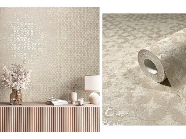 tapet living cu design elegant bej