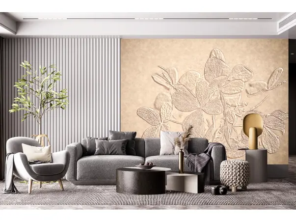 tapet living cu model floral