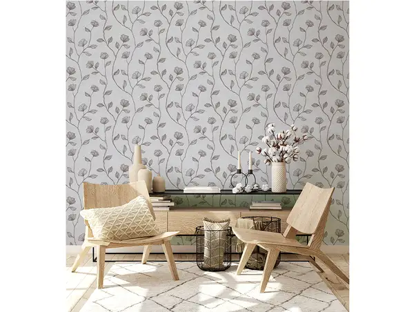 tapet living cu model flori mari