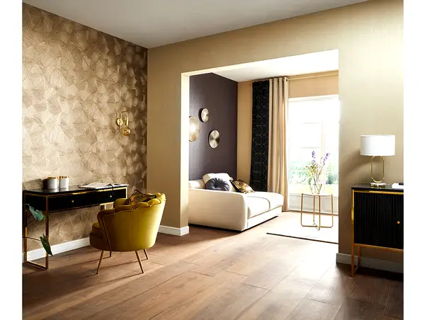 tapet living elegant auriu metalic
