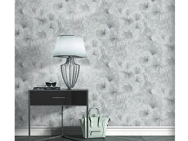 tapet living gri argintiu