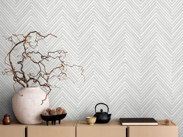 tapet living gri deschis model chevron gri deschis