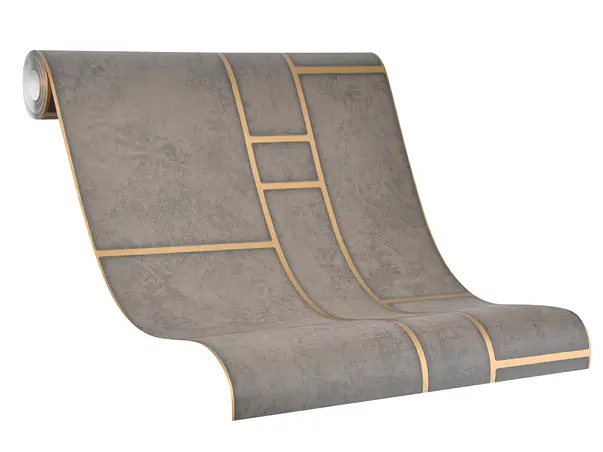 tapet living maro cu dungi bej aurii