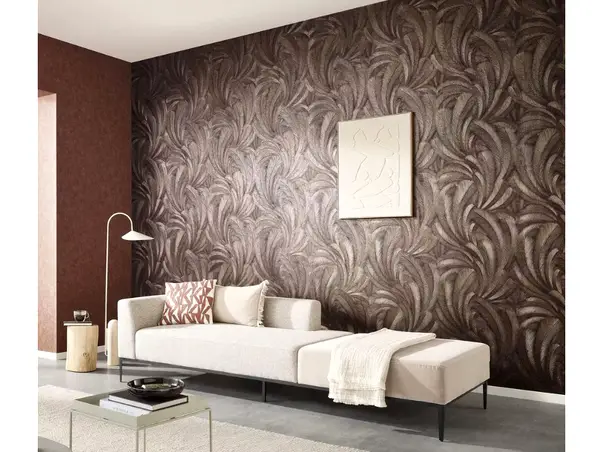 tapet living maro metalic pene stilizate