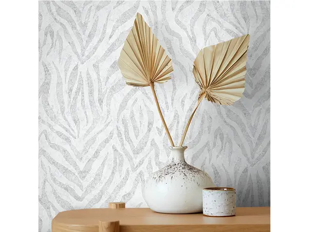 tapet living model animal print in nuante de gri