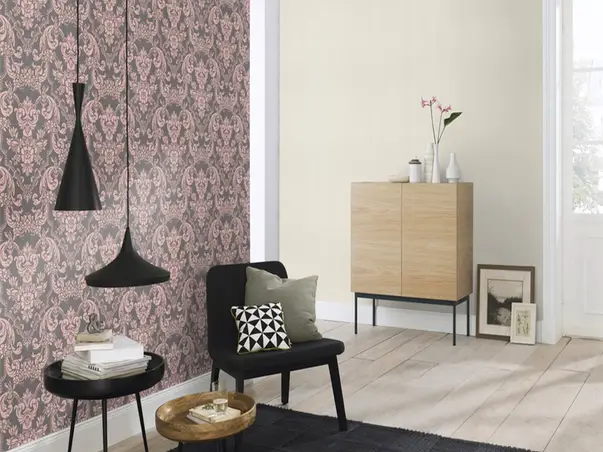 tapet living model clasic gri roz rasch