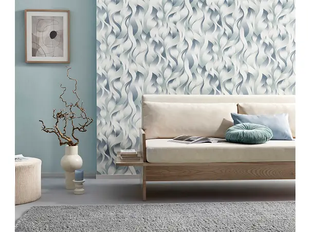 tapet living model geometric bleu vernil