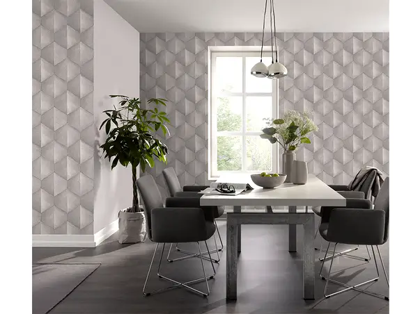 tapet living taupe geometric