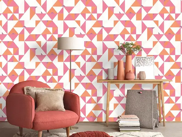 tapet model roz portocaliu