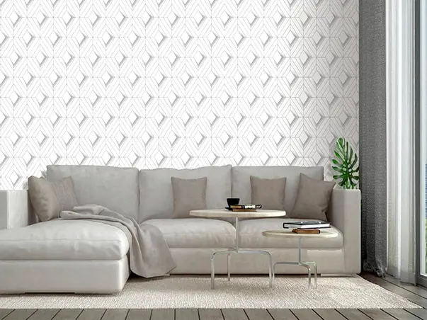 tapet modern alb ugepa model geometric gri galactik l61400