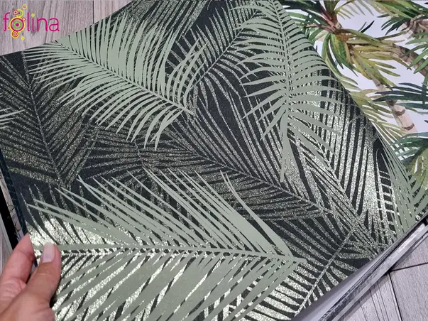 tapet modern cu frunze verzi