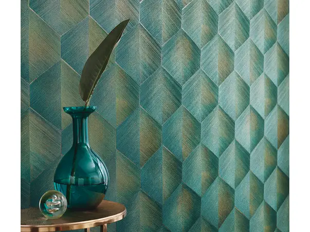 tapet modern cu model geometric verde