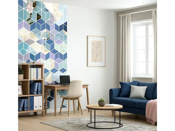 tapet modern geometric albastru
