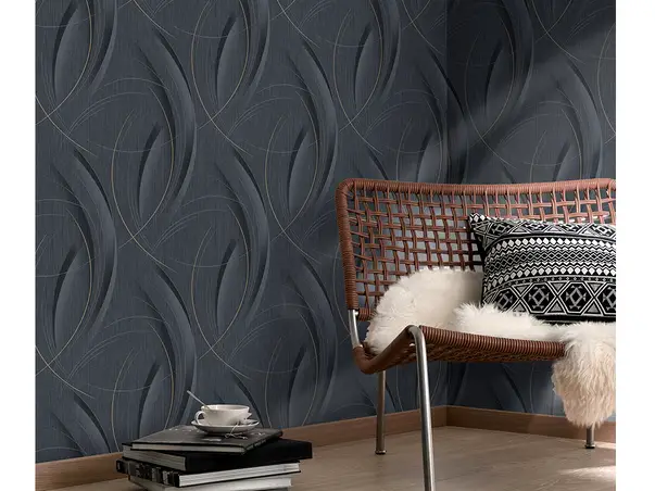 tapet modern gri inchis cu linii